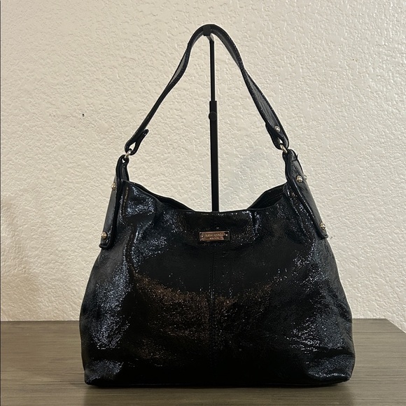 Kate Spade Metallic Patent Black Leather Shoulder Bag - Picture 1 of 10